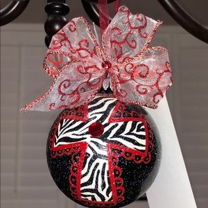 Zebra Cross Christmas Ornament
